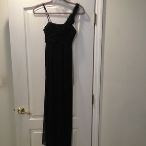 One strap black long formal dress